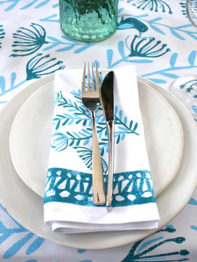 Pincushion Sugarbird Trellis - Blue Lagoon - Serviettes Standard