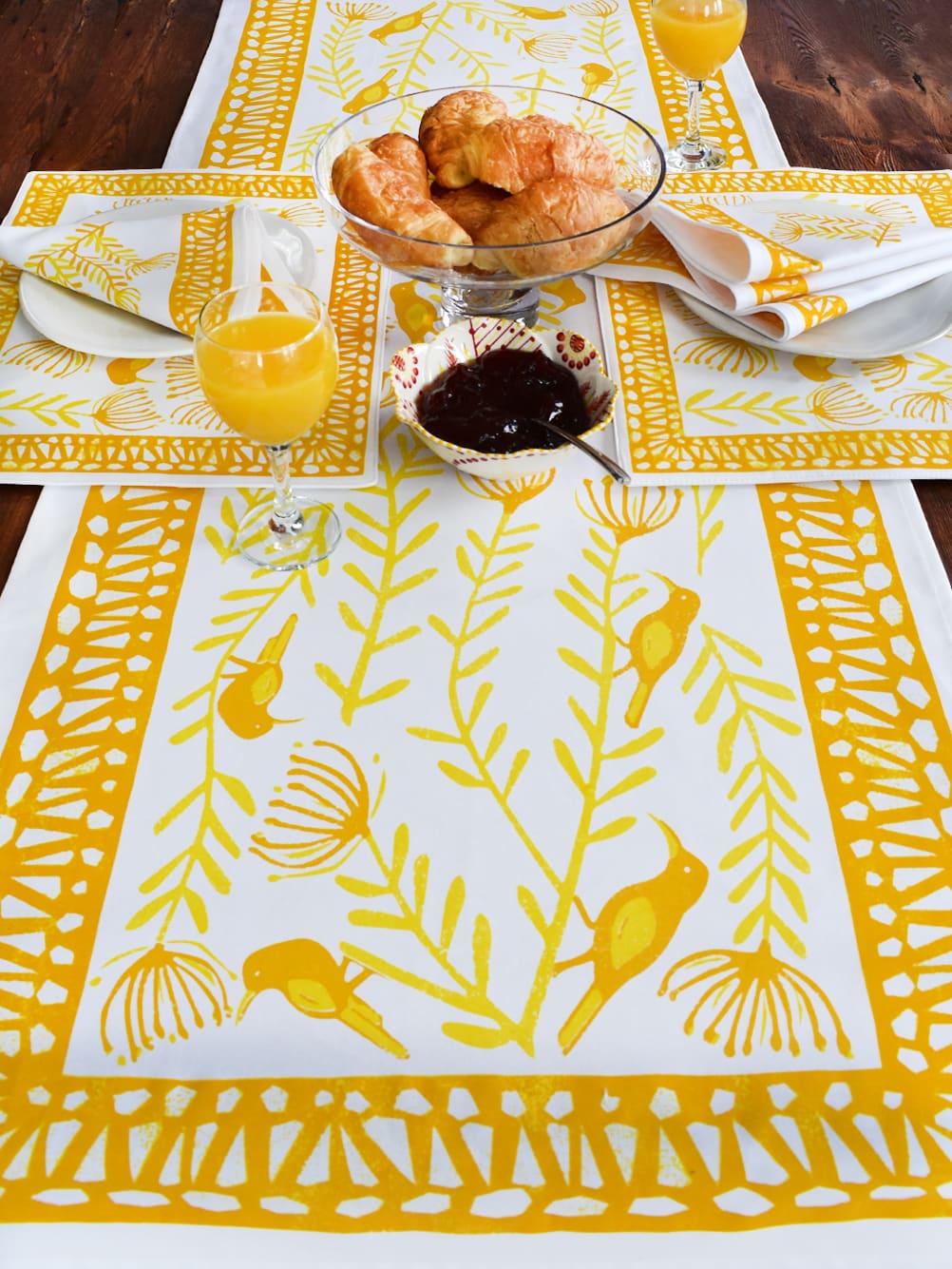 Pincushion Sugarbird Trellis Lemon Runner Carole Nevin Design