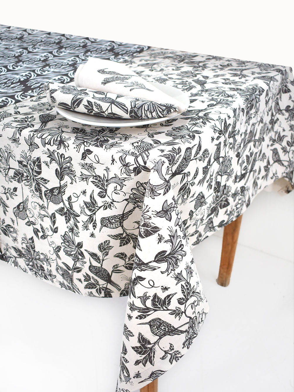 Honeysuckle Charcoal & Grey tablecloth Honeysuckle Charcoal & Grey tablecloth
