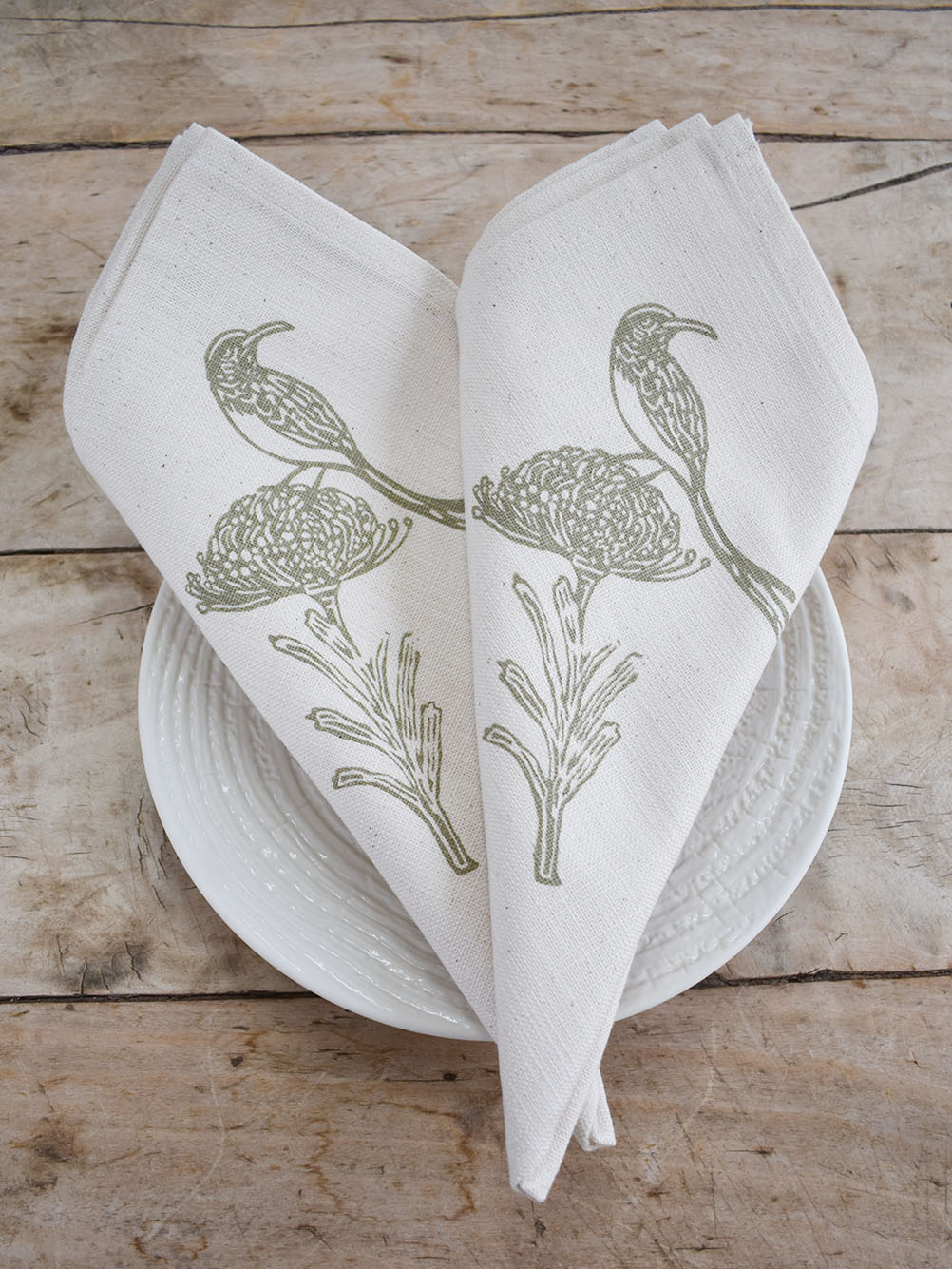 Pincushion Sugarbird Sage serviette 2