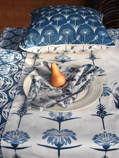Agapanthus Sugarbird - Indigo - Pillow Cover