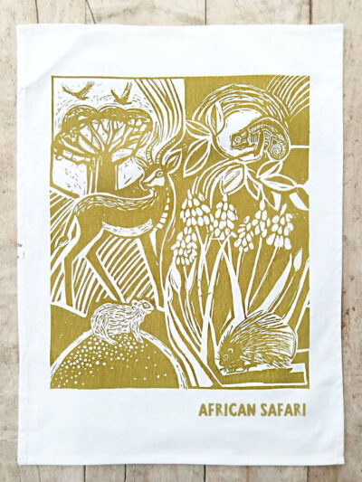 Springbok & Porcupine - Chatreuse - Tea Towel - 68x46 - Printed