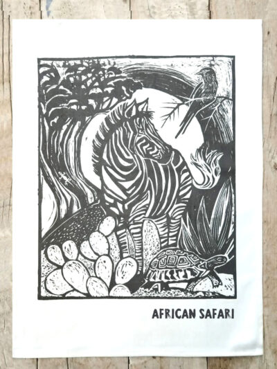 Zebra & Tortoise - Charcoal - Tea Towel - 68x46 - Printed