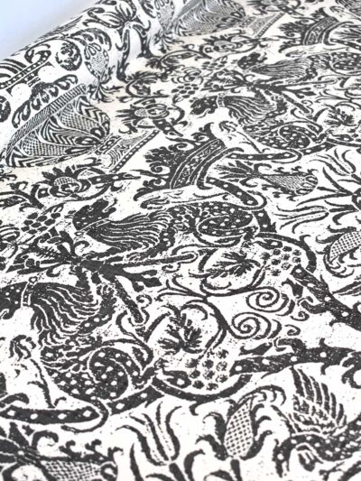 Pompeii - Charcoal- Fabric by metre